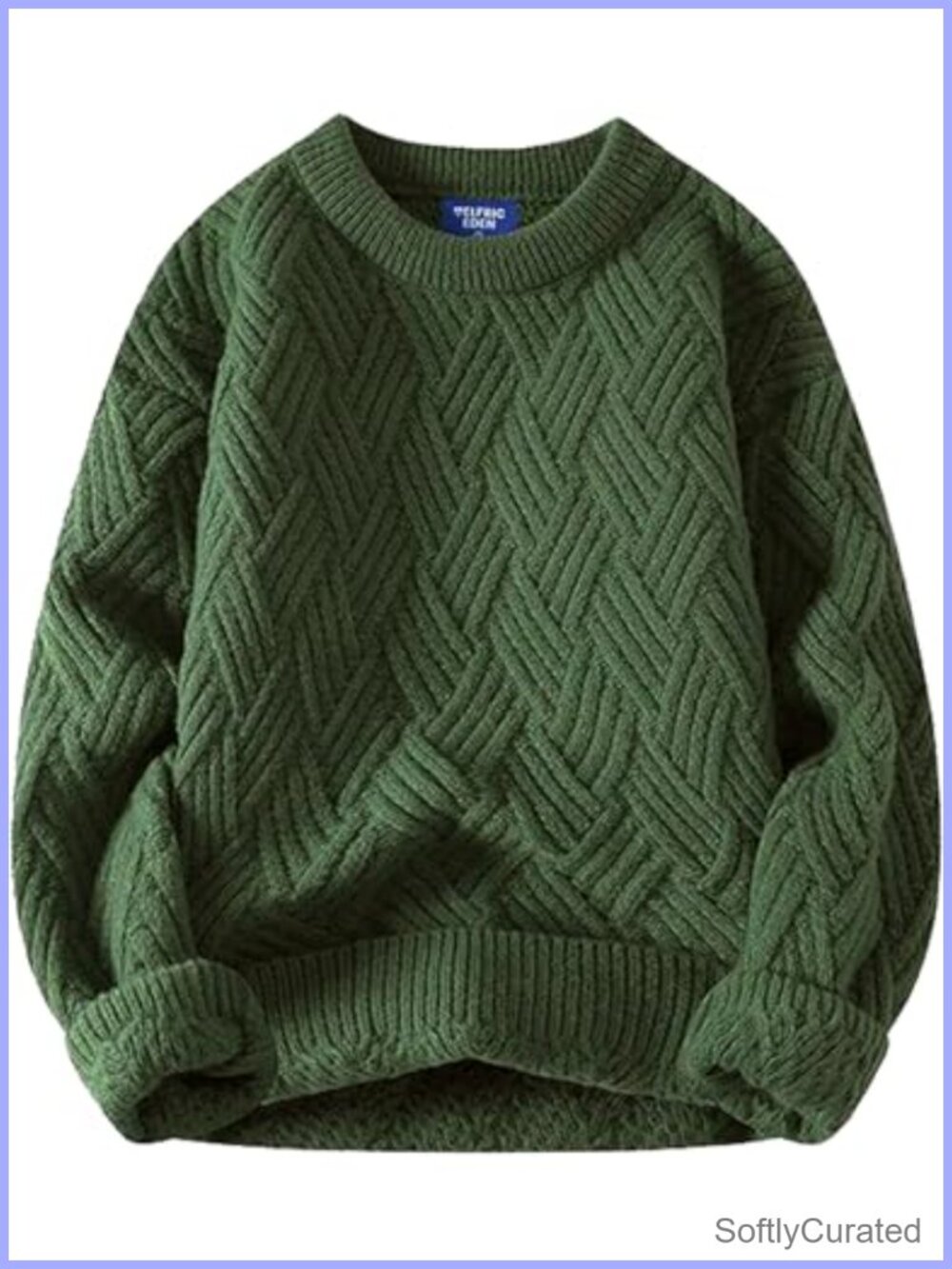 Oversized Vintage Cable Knit Crewneck Sweater Pullover Loose Fit Casual Fall